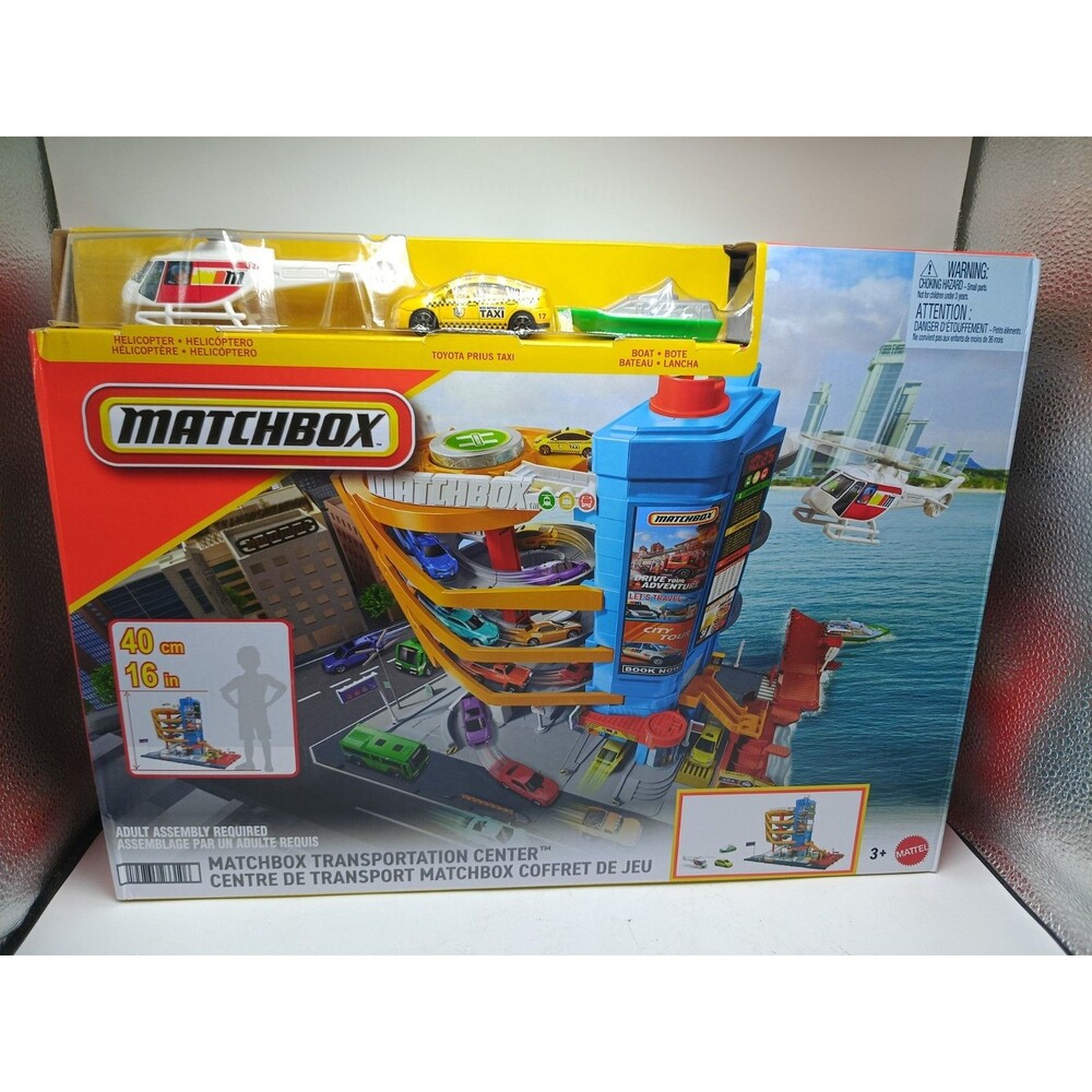 Matchbox Action Drivers Transportation Center Playset With Helicopter Boat Taxi